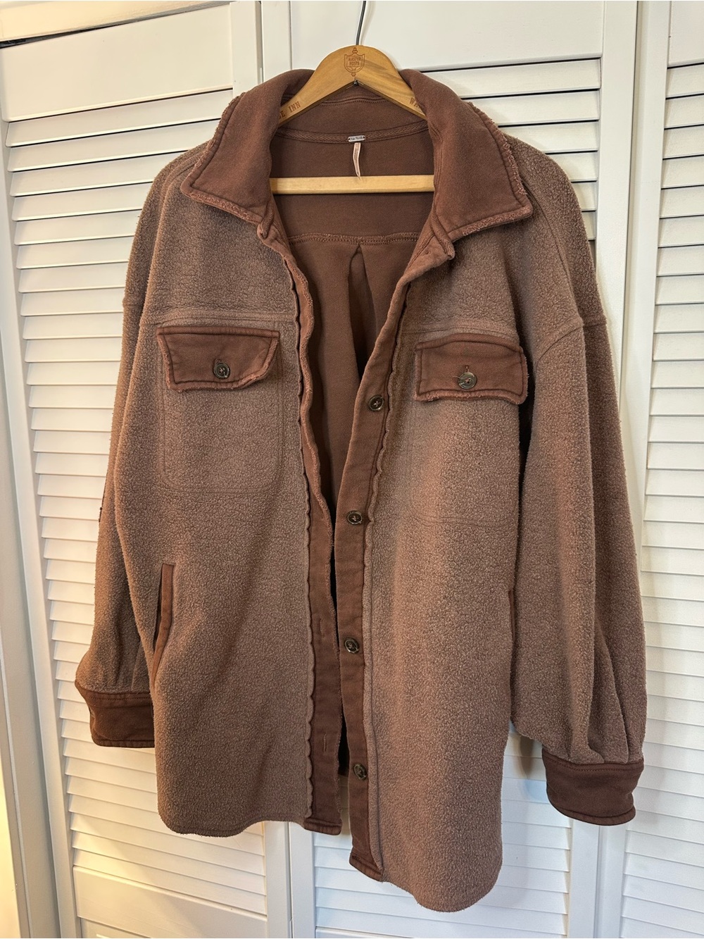 Free People Chocolate Brown Teddy Shacket